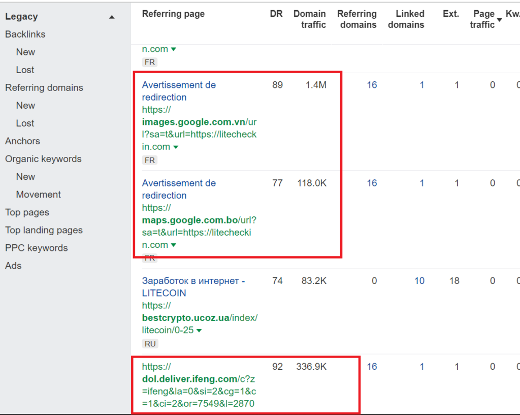 pbn sites creating backlinks from google redirection